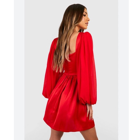 Boohoo Satin Sheer Longsleeve Mini Dress - Picture 3 of 8